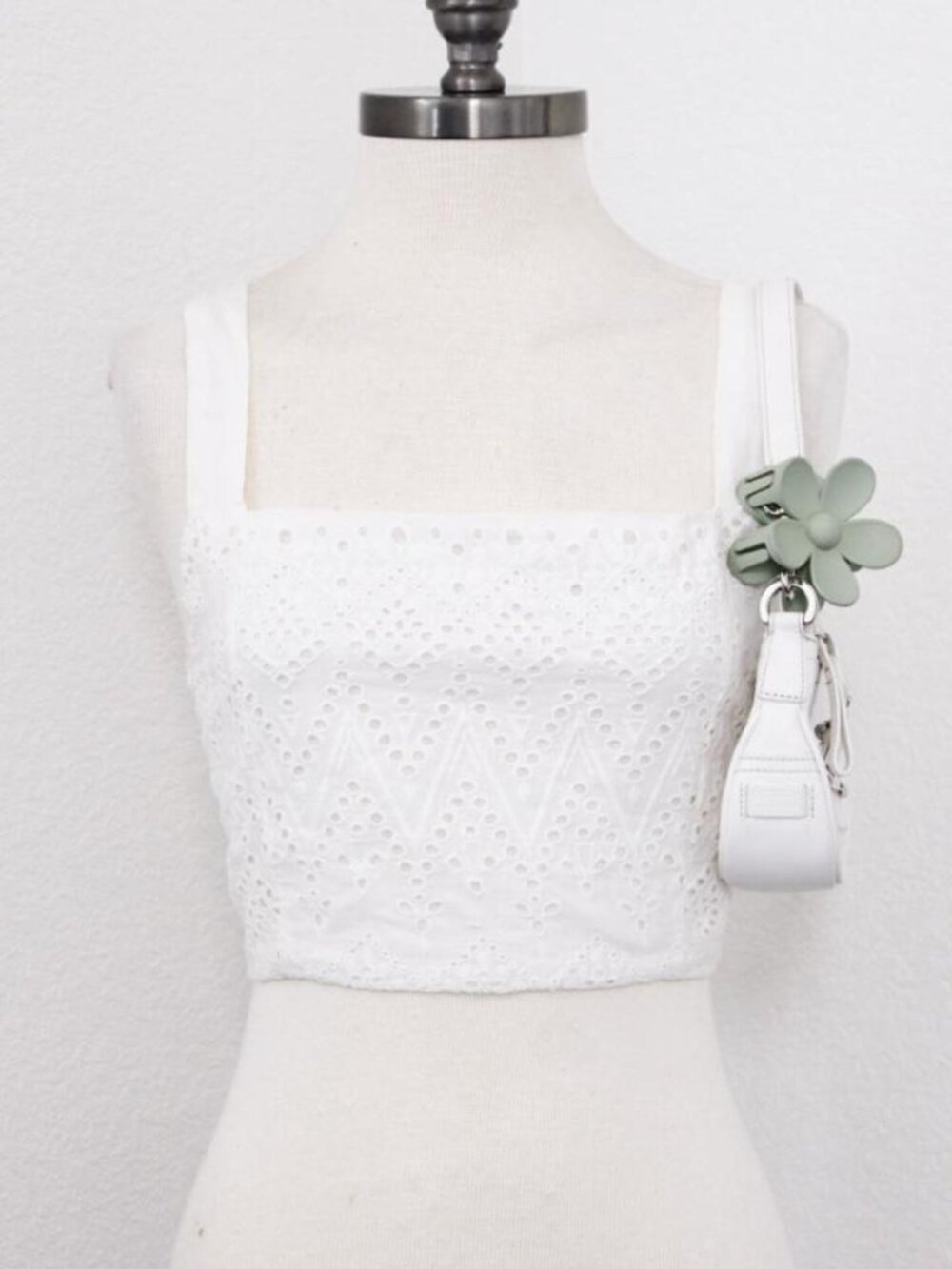 White coquette boho cropped tank
